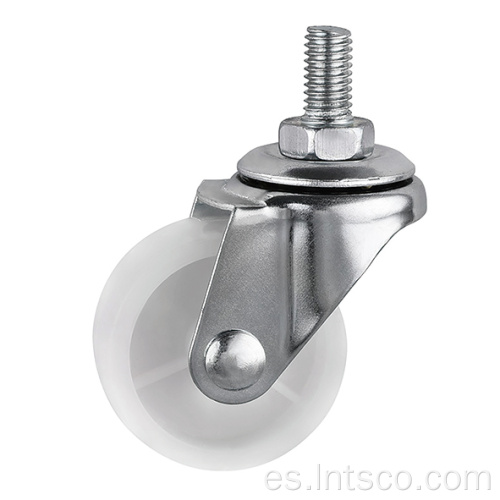 Light Duty Swivel White PP Rosteros de tallo roscados